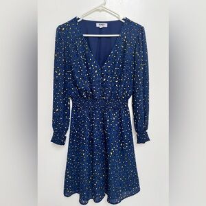 Pre-owned BB Dakota Navy and Mustard Long Sleeve Dress